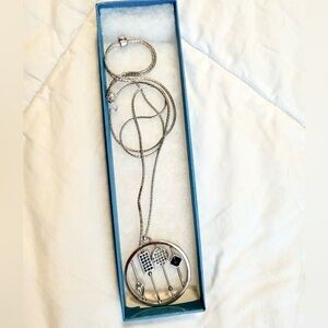 Statement Adjustable Necklace, Black and White Crystal from Touchstone, NIB